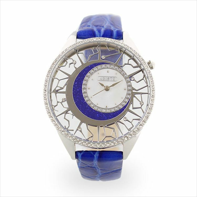 良品程度 良デザイン レア ABISTE アビステ スケルトンダイアル ストーン ゴールド 純正ベルト 自動巻き 腕時計